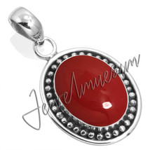 Unisex Natural Coral Pendant Stamp 925 Fine Sterling Silver - £25.76 GBP