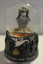 Nightmare Before Christmas Snow Globe Jack With Tombstone Musical - £24.07 GBP