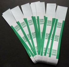 20 - Green $200 Cash Money Self-Sealing Straps Currency Bands  - £1.20 GBP