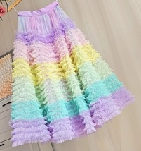 A-line Rainbow Layered Tulle Skirt Women Plus Size Tiered Holiday Tulle Skirt  image 7