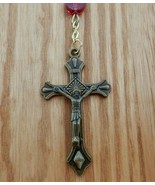 Lovely vintage silver tone &amp; red beaded rosary - $20.00