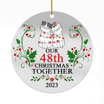 48th Anniversary Christmas 2023 Acrylic Ornament 48 Years Cute Cat Couple Gift - £13.41 GBP