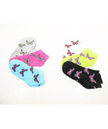 Ankle Socks Girls Butterfly size 4-6 Anklet White Green Black Gray Pink ... - £5.34 GBP