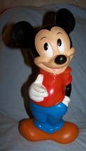 Walt Disney Plastic Mickey Mouse Bank w/Bottom Cover Missing-11 1/2 inches - $15.00