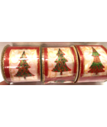 Christmas Tree 2 1/2&quot; Wide Wire Edge 36 FT Ribbon NEW - $13.59 CAD