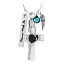 Mourning Heart Cross Cremation Jewelry Urn - Love Charms™ Option - £24.31 GBP