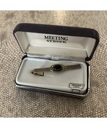 Meeting Street Men Silver Tie Pin With Original Box Genuine Onyx Rare Vi... - $15.50 CAD