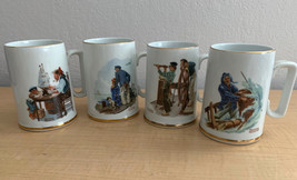 Set of 4 Vintage Norman Rockwell Nautical Coffee Cups/Mugs Trimmed in 24... - £15.77 GBP