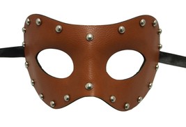 Brown Studded Leather Masquerade Prom Mask - £10.31 GBP
