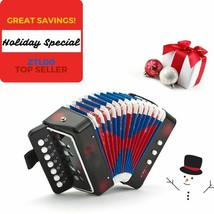 *GREAT GIFT* NEW Top Quality Black Accordion Kids Musical Toy w 7 Buttons 2 Bass - £22.42 GBP