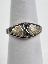 Vintage Wheeler Sterling Silver Ring Size 6 Infinity loop w/ golden leaves - £23.66 GBP