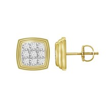 0.25cttw Diamond Square Cluster Stud Earrings 10k Yellow Gold Screw Back - £228.33 GBP