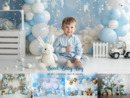 20 x Baby Boy Frame Digital Backdrop, Studio Backdrop Overlay, Photoshop... - $9.00