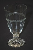 Vintage Boopie Clear Water Glass Goblet Anchor Hocking Engraved Dot Desi... - $14.84