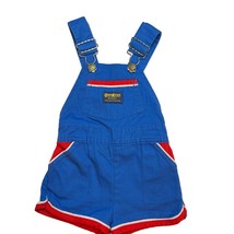 OshKosh Vintage Blue Red Shorts Overalls USA Made Size 3T  - £44.96 GBP
