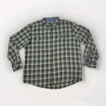 GH Bass Co Flannel Shirt Men Size L Green Off White Plaid 100% Cotton - $19.99