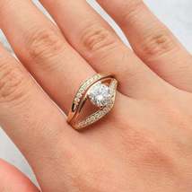 1.36CT Round Cut Diamond 14K Yellow Gold Over Engagement Wedding Bridal Ring Set - £88.25 GBP