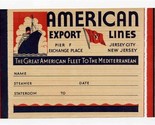 American Export Lines Baggage Label State Room or Baggage Room  - $17.87
