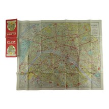 Vintage 1959 Paris City Street Monument Map, Foldout Taride Pocket Map - £10.61 GBP