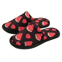 Chochili Women Watermelon Home Slippers Black Red Lightweight Silent Walk Size 7 - £7.69 GBP