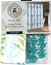 Caribbean Joe Island Supply Co 70&quot; X 72&quot; Belle Isle Shower Curtain &amp; 12 Hooks - £26.33 GBP