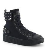 DEMONIA 1" Platform Round Toe Lace Up Front High Top Creeper Sneaker SNEEKER-266 - $113.95