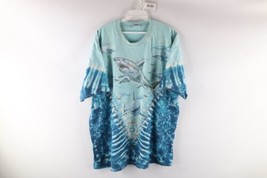 Vintage 90s Liquid Blue Mens XL Faded Shark Acid Wash All Over Print T-Shirt USA - £93.18 GBP