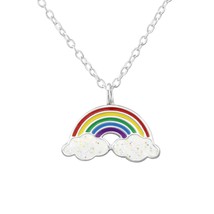 Rainbow Necklace 925 Sterling Silver - £15.03 GBP