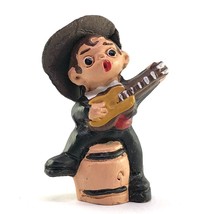 Vintage Spanish Terra Cotta Mud People Figurine Guitar Player Folk Dancing Clay - $11.99