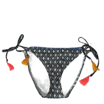 NWT Xhilaration Hipster Bikini Swim Bottom Med Black White Geometric Tassels - £17.45 GBP
