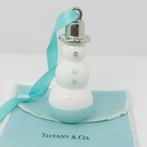 Tiffany &amp; Co Snowman Holiday Ornament NEW White Gold Blue in Bone China - £235.26 GBP
