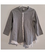 NANO Ruffle Front Crewneck Long Sleeve Ribbed Tunic Dress Gray Size 3 - $27.44 CAD