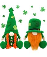 St Patricks Day Decor, Leprechaun Plush Shamrock Gnome Centerpiece - $25.76