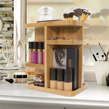 Bamboo Cosmetic Organizer, Multi-Function Storage Carousel for Makeup, Toiletrie - £47.15 GBP