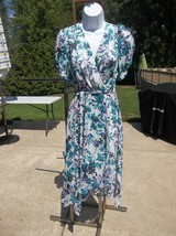 Chaps Teal&amp;Upurple Floral Dress 6 - $19.99