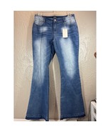 Flamingals Jeans Curvy Fit Wide Leg Mid Rise Medium Wash Womens Size XL NWT - $34.95