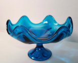 Viking Art Glass Compote Blue MCM Vintage Candy Dish 1960s-70s - $26.68