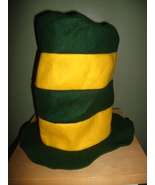 Stovepipe Felt Top Hat green yellow striped 10&quot; Mardi Gras carnival Patt... - $9.95