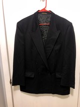 Mario Valente Mens Black Sports Coat Jacket Double Breasted Wool 45&quot; Chest - £7.89 GBP