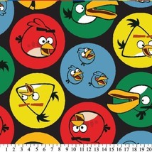 Angry Birds Bird Circles on Black Fleece Fabric Print by Yard A333.03 - £25.57 GBP
