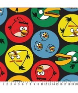 Angry Birds Bird Circles on Black Fleece Fabric Print by Yard A333.03 - £25.17 GBP