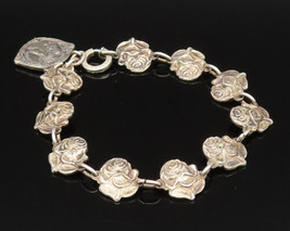 925 Silver - Vintage Antique Religious Rose Flower &amp; Saints Bracelet - B... - £92.09 GBP