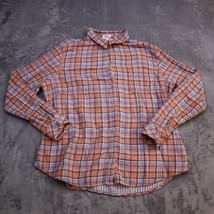 Riders By Lee Shirt Women XL Orange Blue Long Sleeve Button Up Casual Plaid - £20.42 GBP