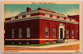 Salem VA Virginia U.S. Post Office Street View Unposted Linen Postcard - £3.89 GBP
