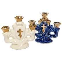 3.5&quot; Russian Ceramic Porcelain Christian Hand-Painted Candlestick Holder... - $15.00