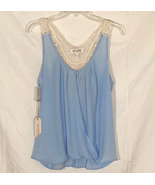 NWT Shyanne women&#39;s sleeveless blouse lace tank top sz M blue country boho - £6.32 GBP