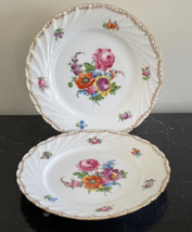 Antique Set of 2 Dresden Porcelain 7.5&quot; Dessert or Salad Plates - $98.01