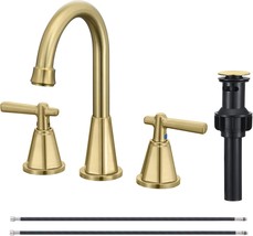 The 8-Inch Widespread, Brushed Gold Damomo Bathroom Faucet Is Perfect Fo... - $55.81