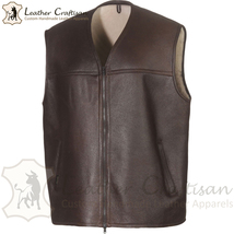 Genuine Sheepskin Leather Vest Handmade Bomber Shearling Leather VEST XS - 6XL - £75.93 GBP