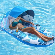 Pool Lounge Float With Canopy Upf50+,Extra Large Pool Floats For Adults ... - $39.99